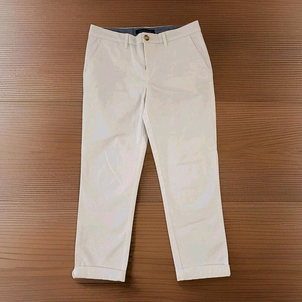 Tommy Hilfiger Crop Pants Womans Size 8 White Cuffed Summer 32x26 Cotton Stretch